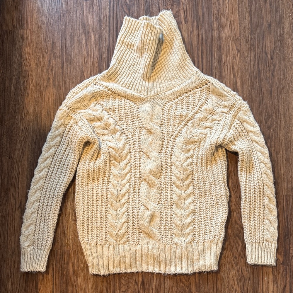 moon & madison Cream Cable Knit Turtleneck Sweater
